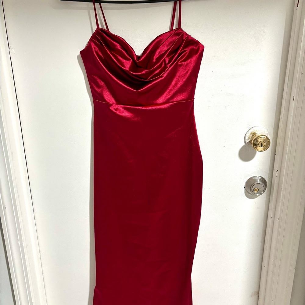 Windsor Red Satin Midi Dress